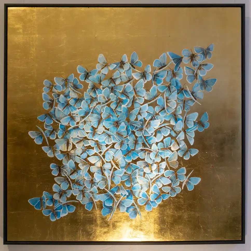 Blaue Stunde, Acryl auf Holz & Gold, 130 x 130